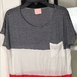 Striped orange, white & black blouse size M